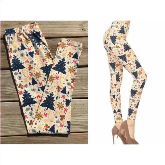 Misty Pearl Pants - Holiday Tree Leggings